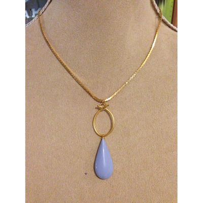 PURPLE Teardrop Pendant with Gold Necklace
