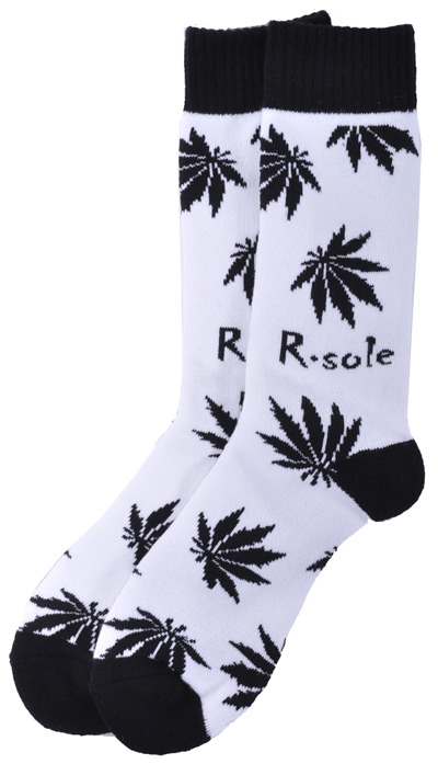 R. Sole - THC Marijuana Socks Urban Street Wear Black/White