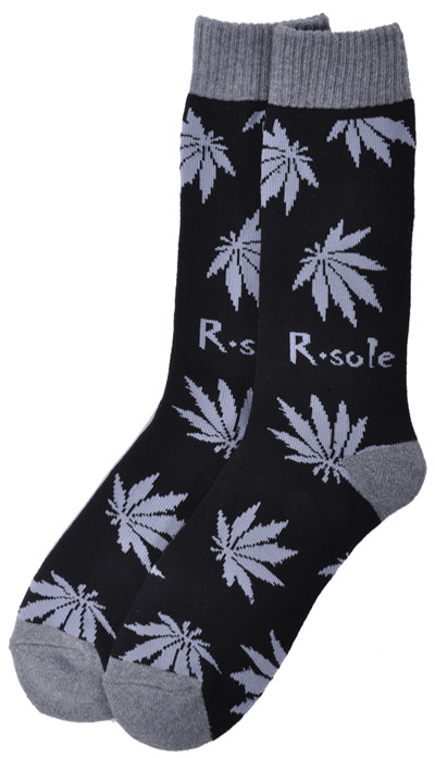 R. Sole - THC Marijuana Socks Urban Street Wear Black/Grey 