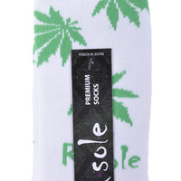 R. Sole - THC Marijuana Socks Urban Street Wear White/Green - Thumbnail 1