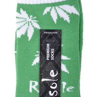 R. Sole - THC Marijuana Socks Urban Street Wear Green/White - Thumbnail 1