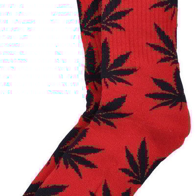 The holy couture thc marijuana leaf socks red/black