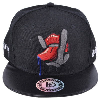 Filthy dripped snapback hat black tongue logo