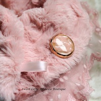 Pink Faux Fur Coat with Lace and Flowers - Thumbnail 2