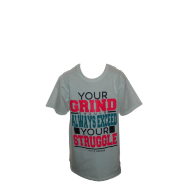 "pink & teal" grind vs. struggle tee (white)