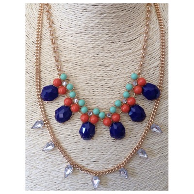 Tracy - Layered Necklace (Blue) 