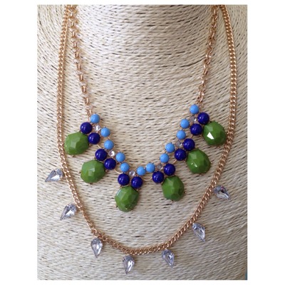 Tracy - Layered Necklace (Green)