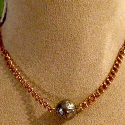 Silver ball on rose chain