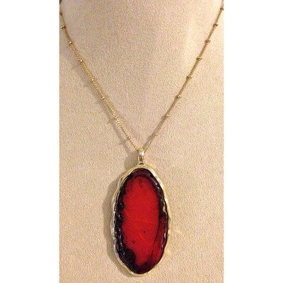 Burnt Orange Pendant on Gold Chain*