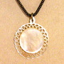 White Shell Pendant with Black/Gold Chain *-1