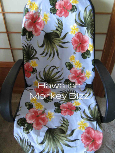 "LIGHT BLUE - PLUMERIAS" Hawaiian Car Seat Covers - 2PC (BARK CLOTH)!