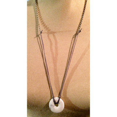 Gray rope with silver chain with marble o pendant