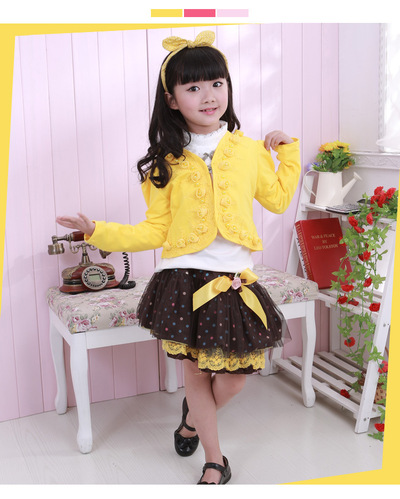 1 set 2013 New girl 3pcs clothing set knitted suit +lace shirt + bow tutu skirt children dress suits high quality