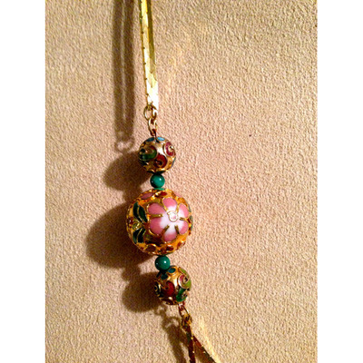 Dual yellow gold chain with vintage flower beads