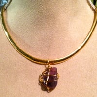 Purple Stone Wrapped Pendant - Thumbnail 1