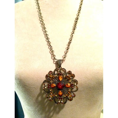 Orange Flower Pendant Necklace*