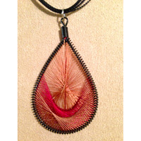 Intricate String Pendant on Black Rope Necklace - Thumbnail 1