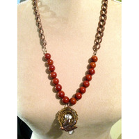 Brown Beading with Bird Nest Pendant* - Thumbnail 1