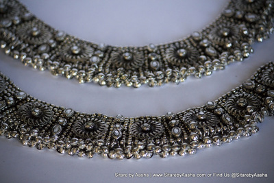 Vintage Indian-inspired Gun-Metal Anklets