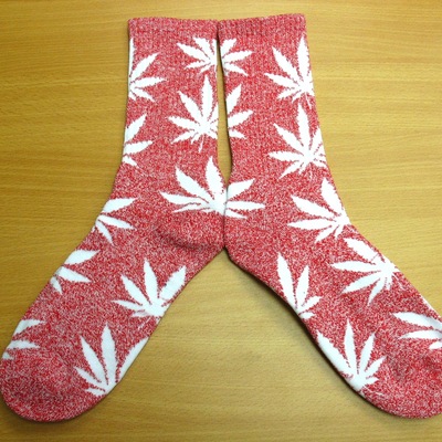Harajuku weed marijuana crew socks red heather/white color - Thumbnail 5