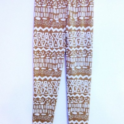 Brown and white geometric tights
