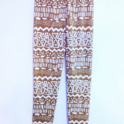 Brown and white geometric tights