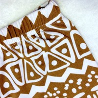 Brown and White Geometric Tights - Thumbnail 1