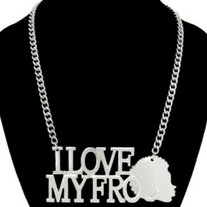 Rhodium " I Love My Fro" Necklace