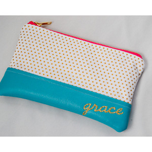 Grace & Polka Dots Wristlet (Turquoise & Pink)