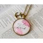"Anchored in the Lord" Scripture Pendant Necklace (Pink) - Thumbnail 2