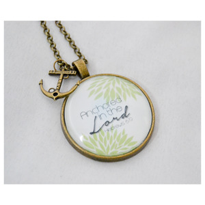 "Anchored in the Lord" Scripture Pendant Necklace (Green)