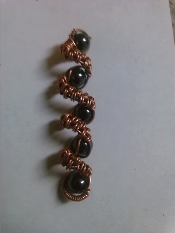 Handmade wire wrapped dreadlock coil bead