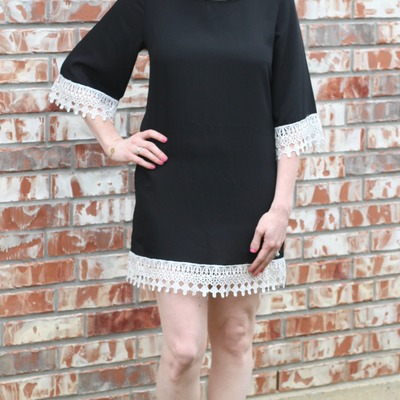 Black crochet trim dress