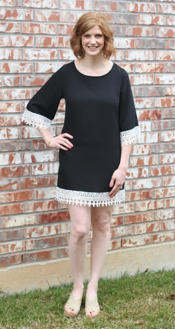 Black Crochet Trim Dress