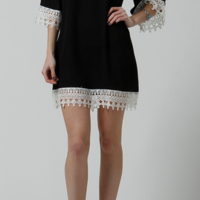 Black Crochet Trim Dress - Thumbnail 3