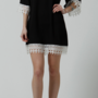 Black Crochet Trim Dress-3