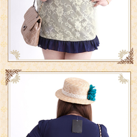 Plus Size K-fashion Sweet Lady Round Collar Joint Lace Chiffon Dress Free Shipping Worldwide SP140599 - Thumbnail 4