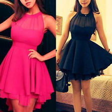  sleeveless sexy backless chiffon party ball prom evening short dress