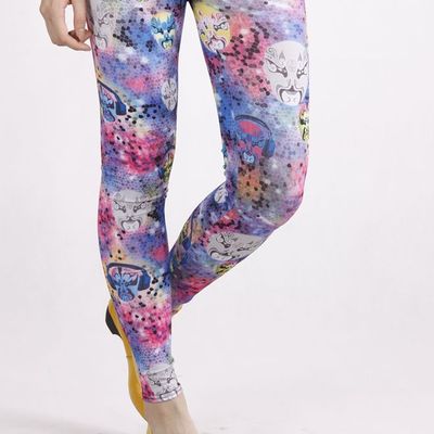 Bright colored demon faces tights