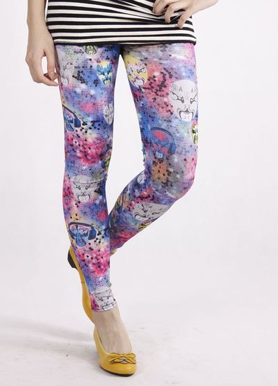 Bright colored demon faces tights