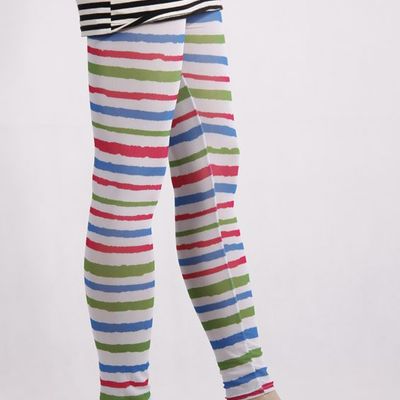 Blue, green, & red striped tights