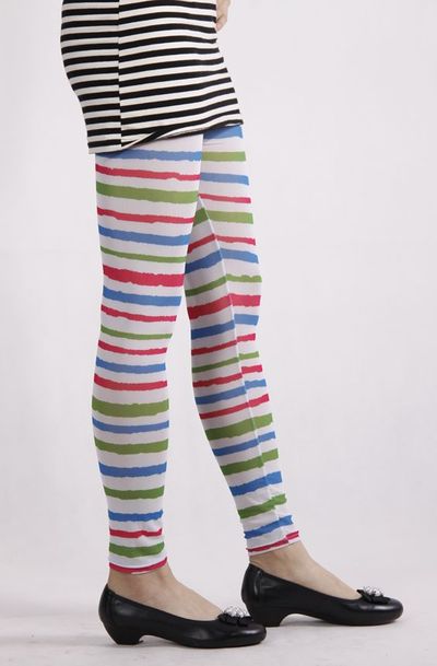 Blue, green, & red striped tights