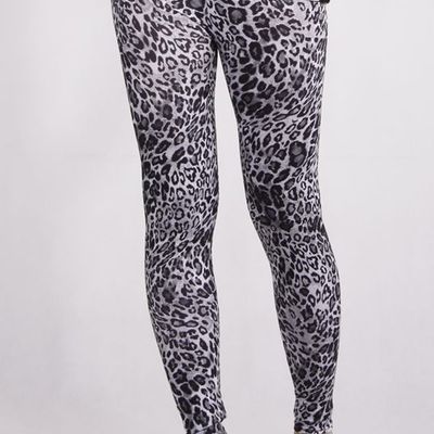 White leopard print tights