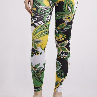Green paisley-inspired tights