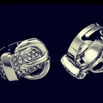 Silver Crystal Adjustable Buckle Ring