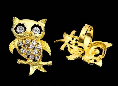 Crystal Owl Ring - in Gold or Silver