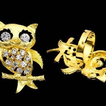Crystal Owl Ring - in Gold or Silver