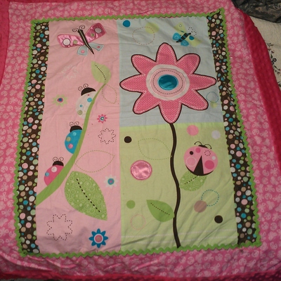 Minky girl patchwork panel garden blanket