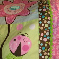 Minky Girl Patchwork Panel Garden Blanket - Thumbnail 2