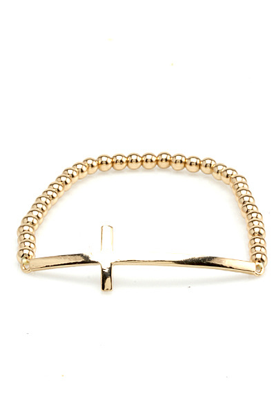 Maria - Beaded Cross Bracelet (Gold)